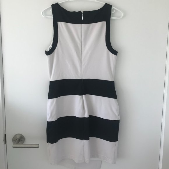Bebe asymmetrical black & white striped dress - Picture 3 of 5